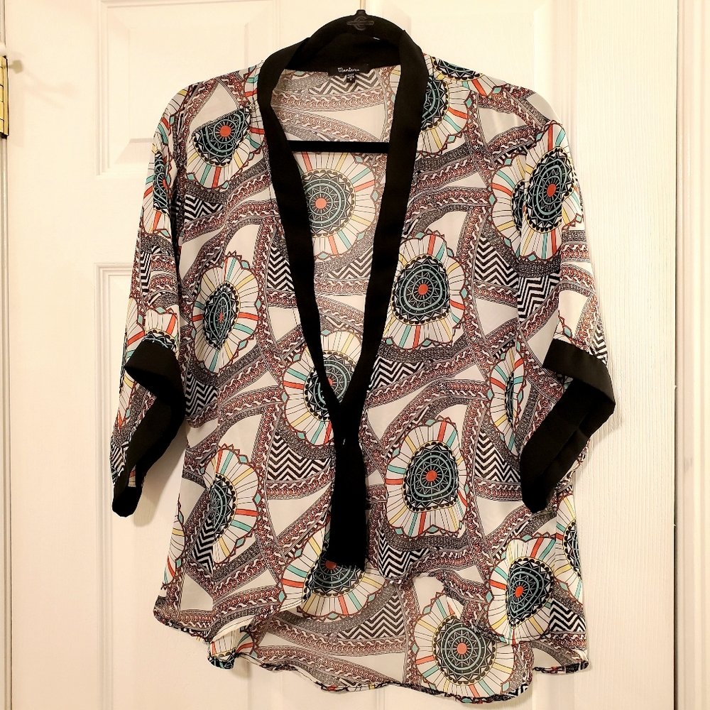 Sheer and Flowy Kimono Wrap Shrug Multi